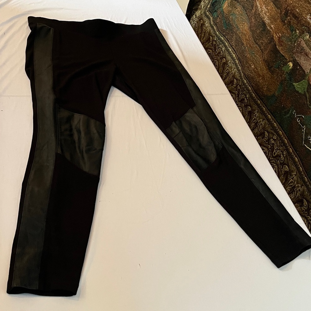 CABI size large black, faux leather front with leggings solid back
